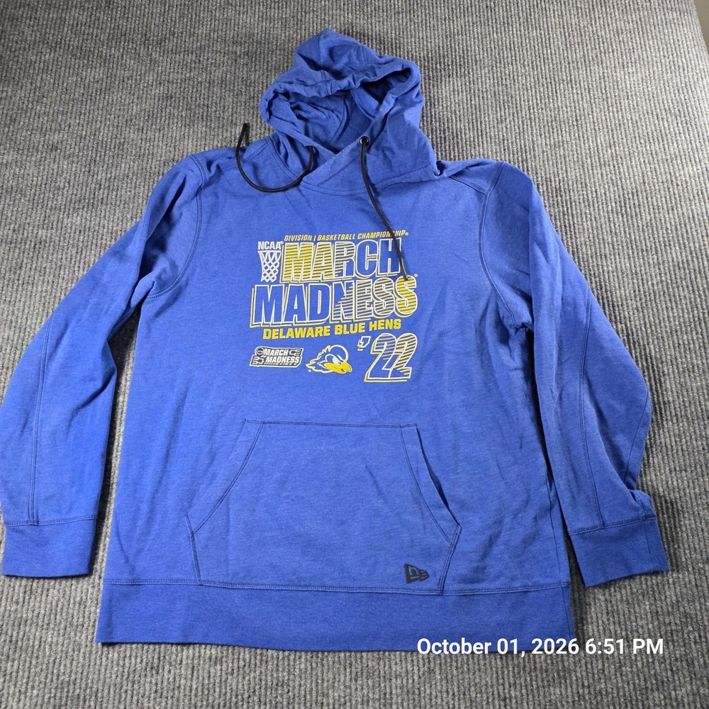 New Era Delaware Blue Hens March Madness 2022 Hoodie Mens XL Royal Blue Pullover